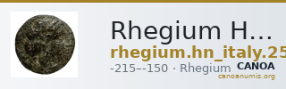 Rhegium Historia Numorum Italy 2563 — CANOA