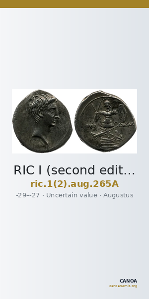 RIC I (second edition) Augustus 265A — CANOA