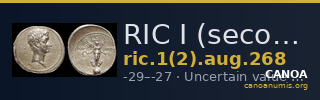 RIC I (second edition) Augustus 268 — CANOA