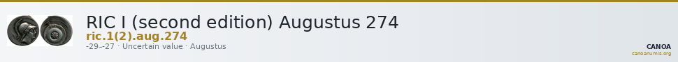 RIC I (second edition) Augustus 274 — CANOA