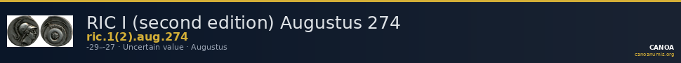 RIC I (second edition) Augustus 274 — CANOA