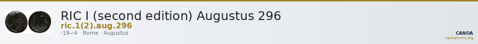 RIC I (second edition) Augustus 296 — CANOA