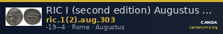 RIC I (second edition) Augustus 303 — CANOA