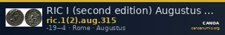 RIC I (second edition) Augustus 315 — CANOA