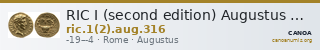 RIC I (second edition) Augustus 316 — CANOA