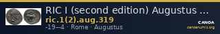RIC I (second edition) Augustus 319 — CANOA
