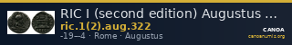 RIC I (second edition) Augustus 322 — CANOA