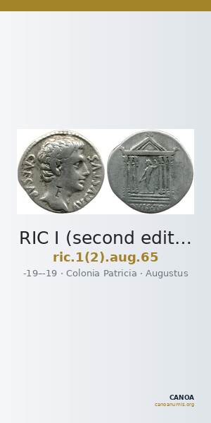 RIC I (second edition) Augustus 65 — CANOA