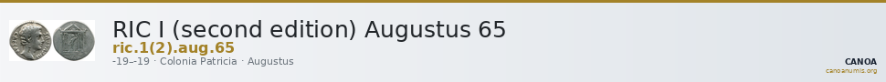 RIC I (second edition) Augustus 65 — CANOA