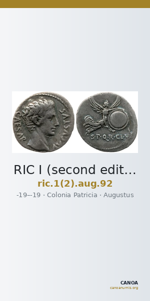 RIC I (second edition) Augustus 92 — CANOA