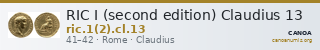 RIC I (second edition) Claudius 13 — CANOA