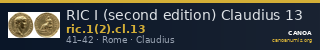 RIC I (second edition) Claudius 13 — CANOA