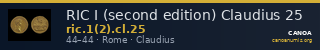 RIC I (second edition) Claudius 25 — CANOA