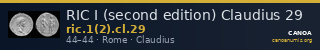 RIC I (second edition) Claudius 29 — CANOA