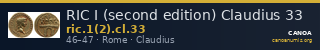 RIC I (second edition) Claudius 33 — CANOA