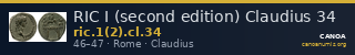 RIC I (second edition) Claudius 34 — CANOA