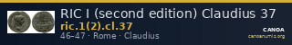 RIC I (second edition) Claudius 37 — CANOA