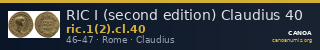 RIC I (second edition) Claudius 40 — CANOA