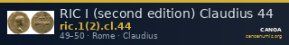 RIC I (second edition) Claudius 44 — CANOA
