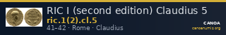 RIC I (second edition) Claudius 5 — CANOA