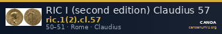 RIC I (second edition) Claudius 57 — CANOA