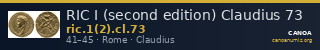 RIC I (second edition) Claudius 73 — CANOA