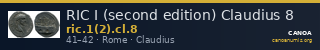 RIC I (second edition) Claudius 8 — CANOA