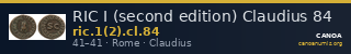 RIC I (second edition) Claudius 84 — CANOA