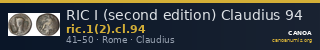 RIC I (second edition) Claudius 94 — CANOA