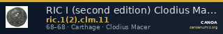 RIC I (second edition) Clodius Macer 11 — CANOA