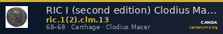 RIC I (second edition) Clodius Macer 13 — CANOA