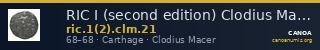 RIC I (second edition) Clodius Macer 21 — CANOA