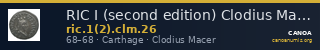 RIC I (second edition) Clodius Macer 26 — CANOA