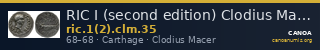 RIC I (second edition) Clodius Macer 35 — CANOA