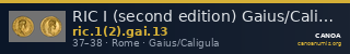RIC I (second edition) Gaius/Caligula 13 — CANOA