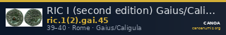 RIC I (second edition) Gaius/Caligula 45 — CANOA
