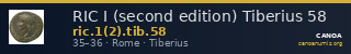 RIC I (second edition) Tiberius 58 — CANOA