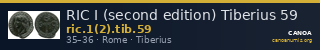 RIC I (second edition) Tiberius 59 — CANOA
