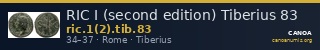 RIC I (second edition) Tiberius 83 — CANOA