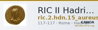 RIC II Hadrian 15 (aureus) — CANOA