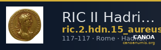 RIC II Hadrian 15 (aureus) — CANOA