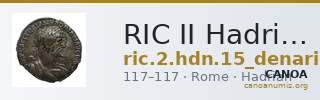 RIC II Hadrian 15 (denarius) — CANOA