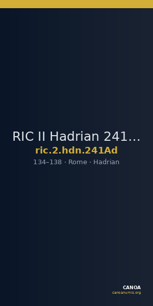RIC II Hadrian 241Ad — CANOA
