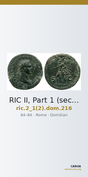 RIC II, Part 1 (second edition) Domitian 216 — CANOA