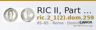 RIC II, Part 1 (second edition) Domitian 259 — CANOA