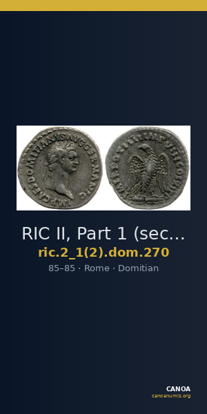RIC II, Part 1 (second edition) Domitian 270 — CANOA