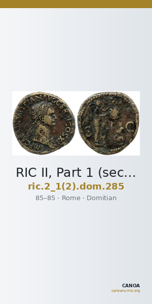 RIC II, Part 1 (second edition) Domitian 285 — CANOA