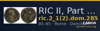 RIC II, Part 1 (second edition) Domitian 285 — CANOA