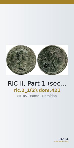 RIC II, Part 1 (second edition) Domitian 421 — CANOA