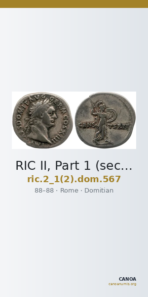 RIC II, Part 1 (second edition) Domitian 567 — CANOA